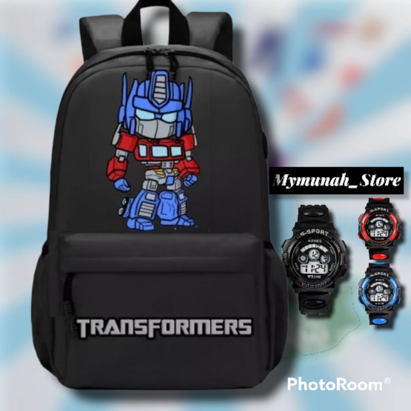 Tas Ransel Fashion Sekolah Anak Laki Laki TK SD Marvel Super Hero TransFormes