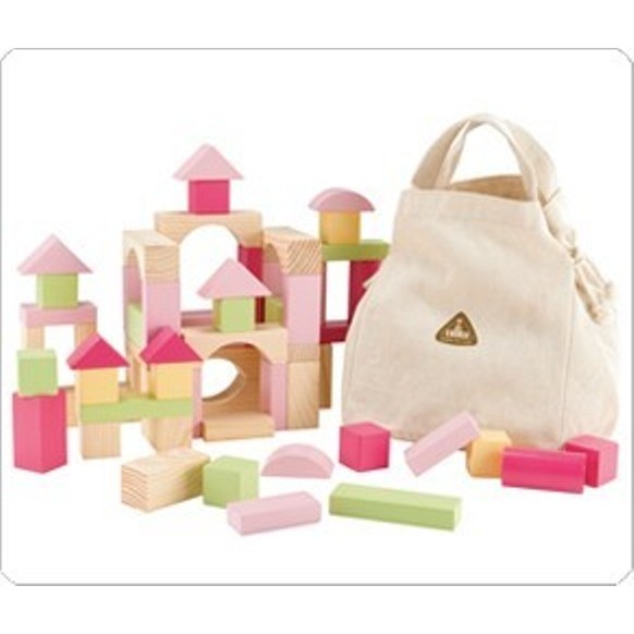 ELC BLOK PINK - BIRU - BALOK SUSUN ELC - MAINAN KAYU ANAK - OMOCHA