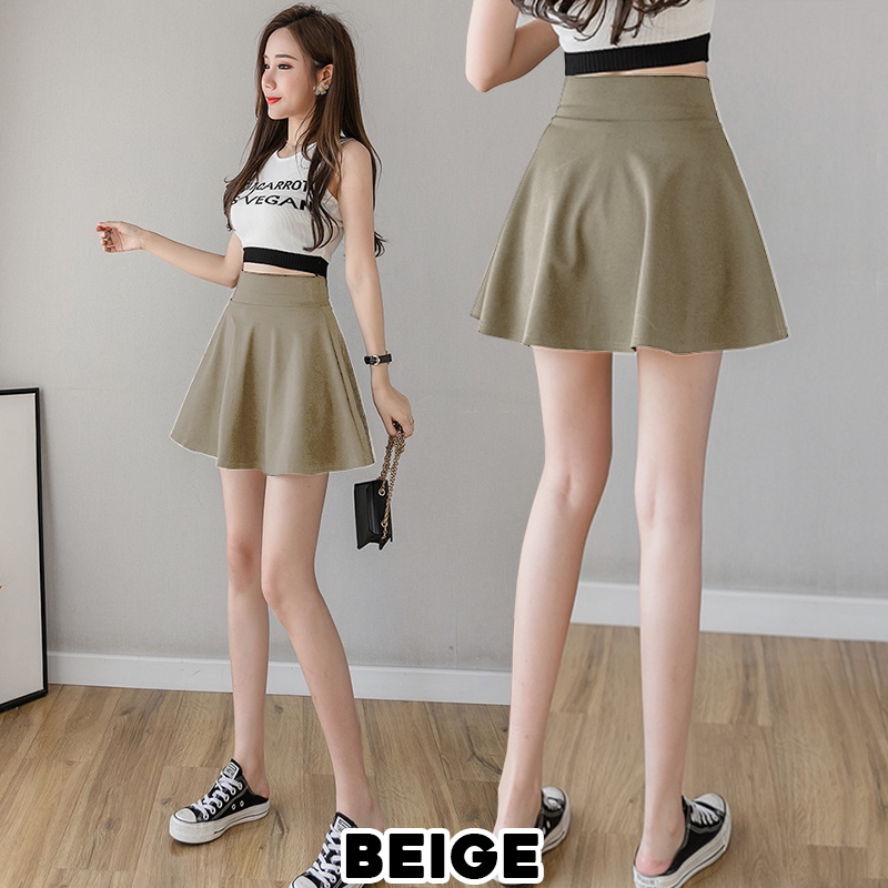 KARAKOREA 806 Bubble Flare Skirt (With Inner Pants) /Scuba Premium/Rok wanita mini ada /Rok payung/Rok Lebar/Rok Scuba/Rok Import/Rok Midi/Rok polos/Rok hitam/Rok korea/Rok Pendek