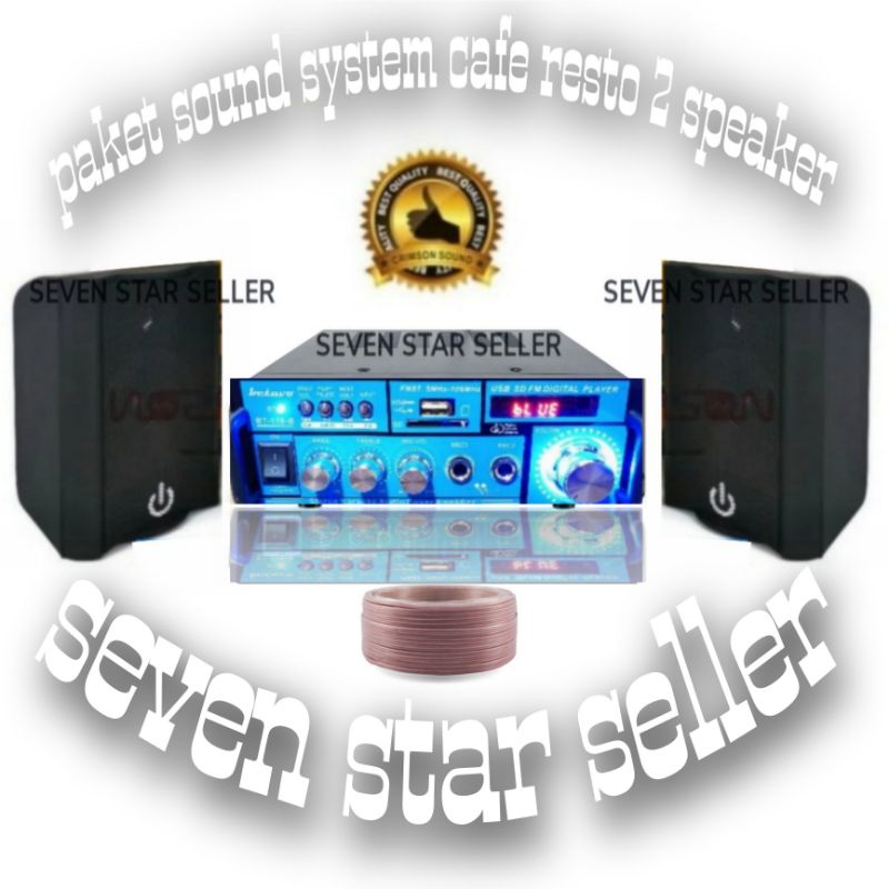 paket sound cafe resto amplifier USB bluetooth 2 unit speaker