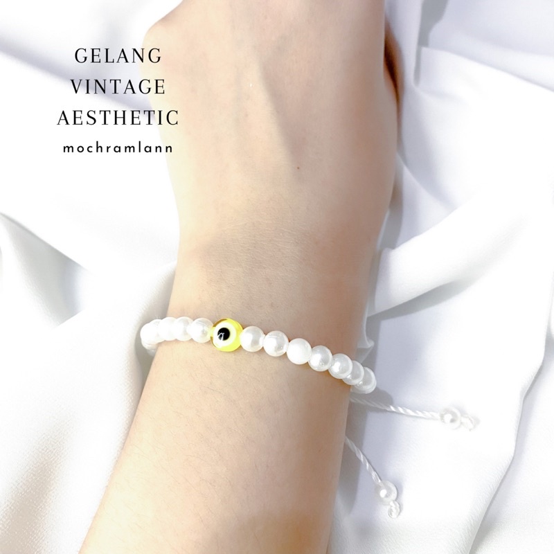 gelang manik mutiara model mata/ gelang aesthetic/ gelang aksesoris wanita