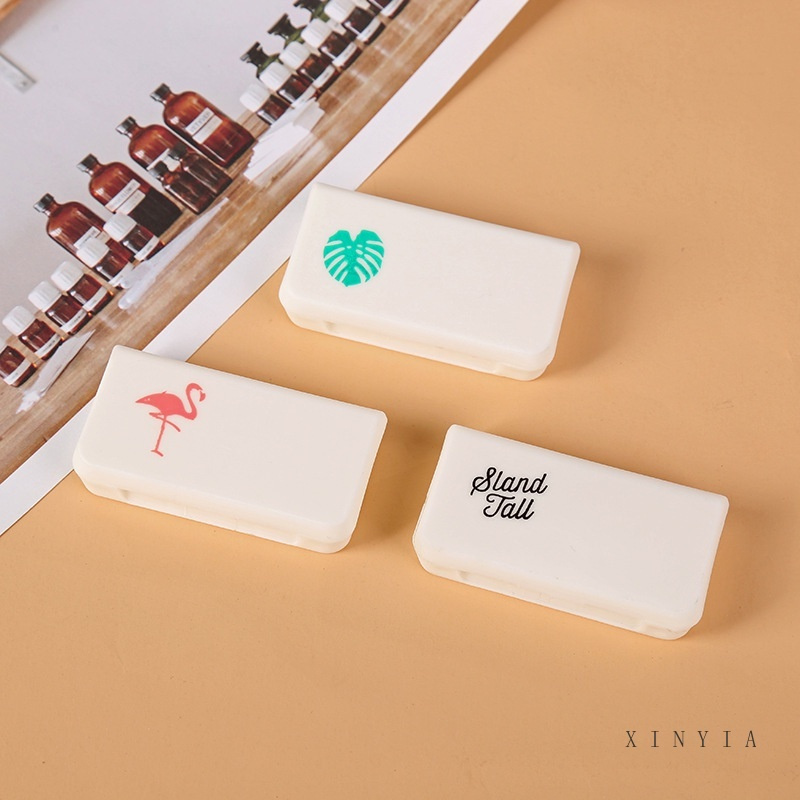 Kotak Obat 3 Sekat Harian Pill Box Mini Portable Medicine kecil mini MOTIF FLAMINGO , KAKTUS ,DLL- AG2