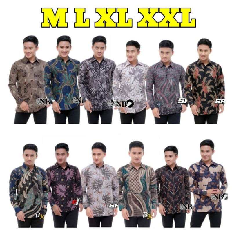 KEMEJA BATIK PRIA LENGAN PANJANG SIZE M L XL XXL BSWART Batik HRB026 kenango panjang padi