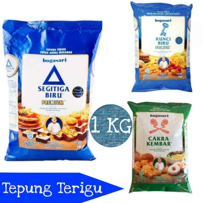 

BOGASARI Tepung Terigu Segitiga Biru / Cakra Kembar / Kunci Biru {1KG}