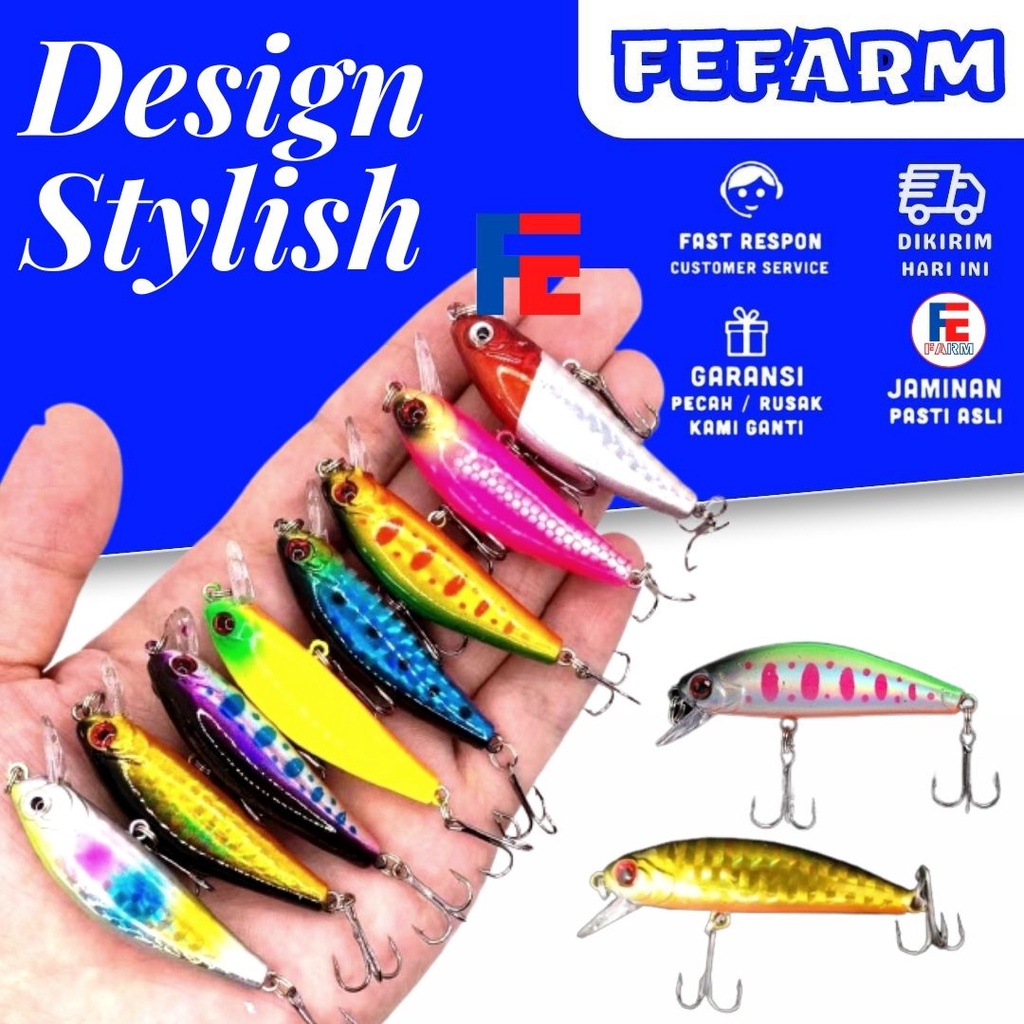 58mm/6g New Sinking Minnow Umpan Pancing Swimbait Fishing Lure Bass Wobbler Ikan Kecil Kail Memancing Kait FEFARM