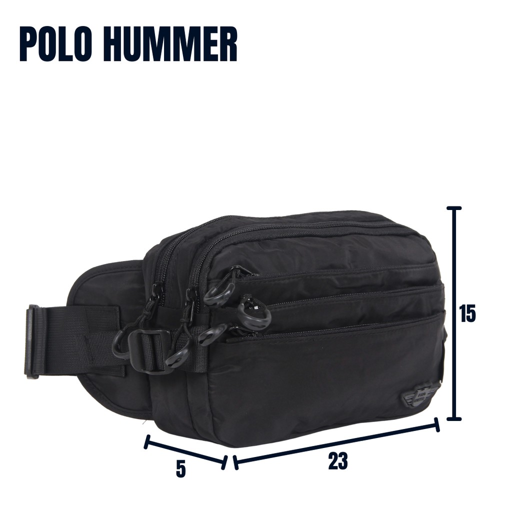 Waistbag Army Hitam Abu - Tas Pinggang Import | ORIGINAL POLO HUMMER