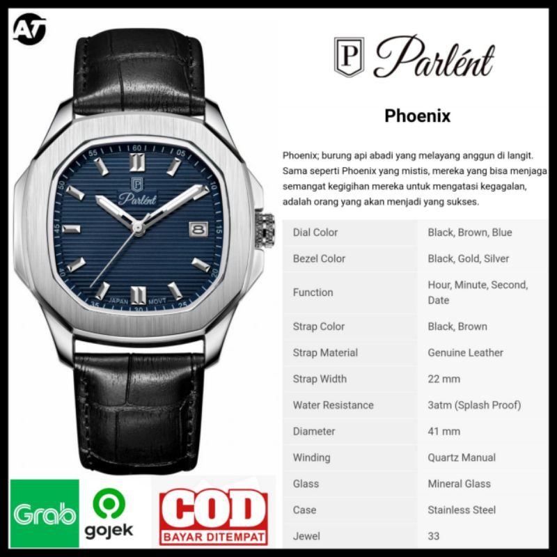 Jam Tangan Pria Parlent Phoenix Blue ORIGINAL Garansi