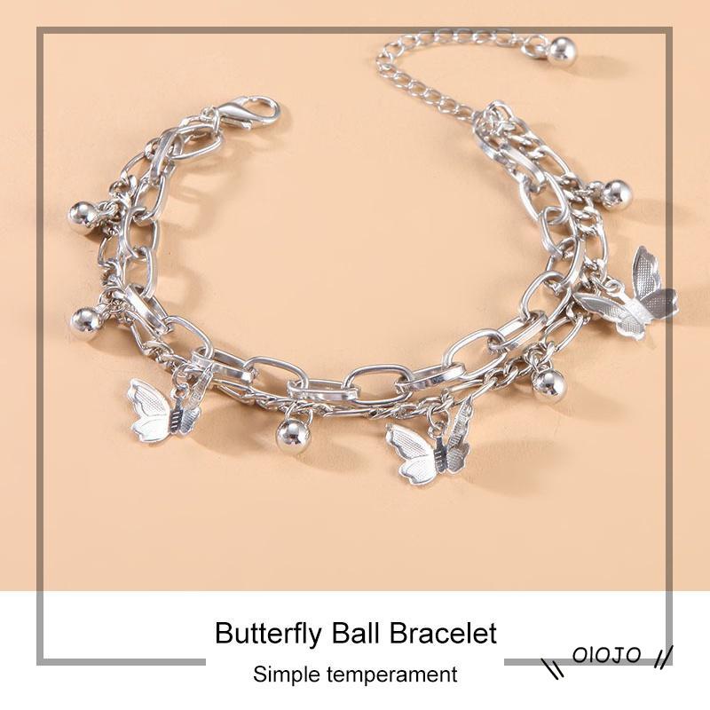 【COD】Gelang Model Butterfly Ball Rumbai Double layer