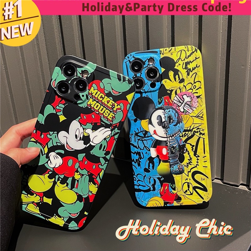 Graffiti Mickey Phone case  iPhone 7 8 Plus 12 11 8 X XR XS MAX 13 11pro 12 pro Max SE 2020 Straight edge Matte Soft TPU Cover