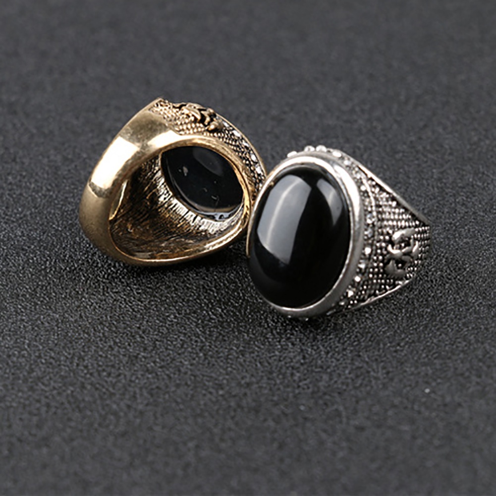 Hu Hu Hu Hu Hu Alat Bantu Pasang Kacamata♡ Cincin Pria Hias Berlian Imitasi Warna Hitam Gaya Vintage Untuk Pestahadiah