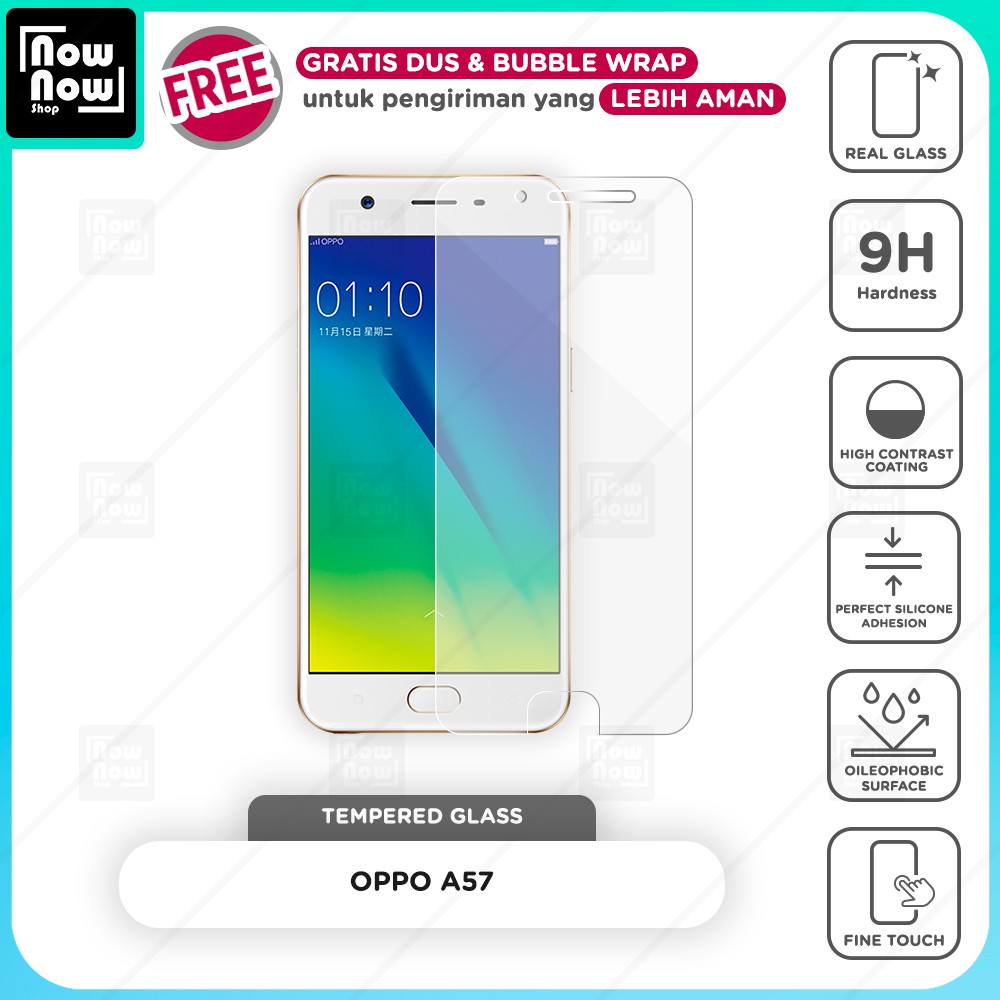 Tempered Glass Anti Gores Oppo A57 Screen Guard Protector 9H Kaca Temperglass