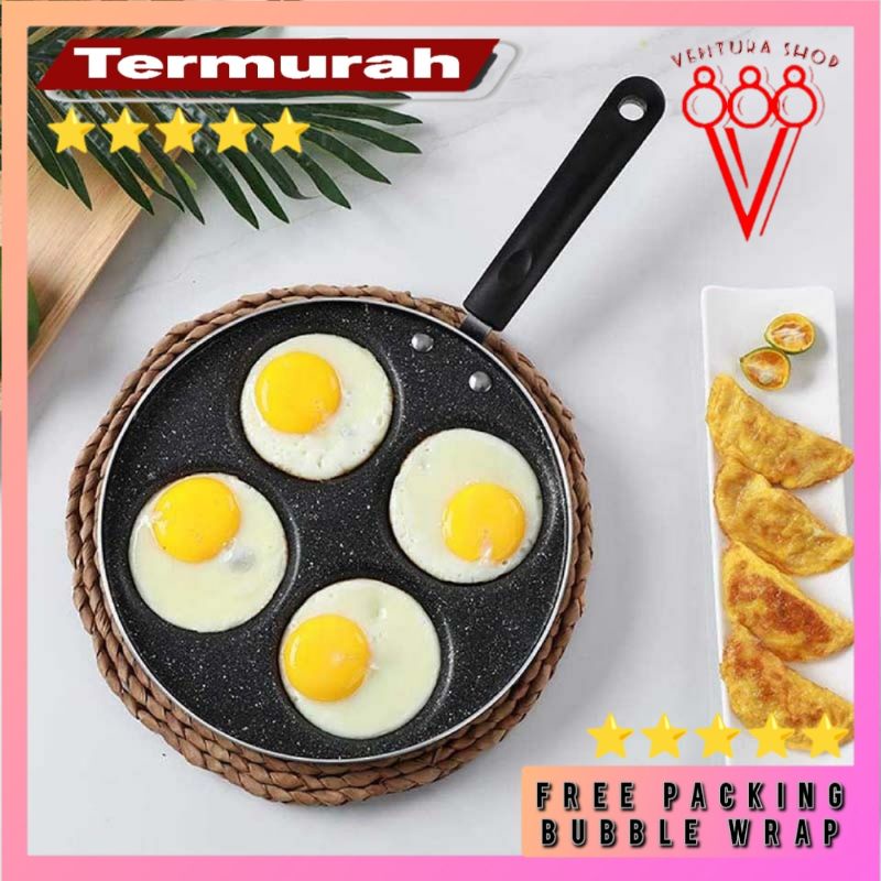 Teflon Goreng Telur Omelet 4 Lobang Panci Anti Lengket Fyring Pan TW-376