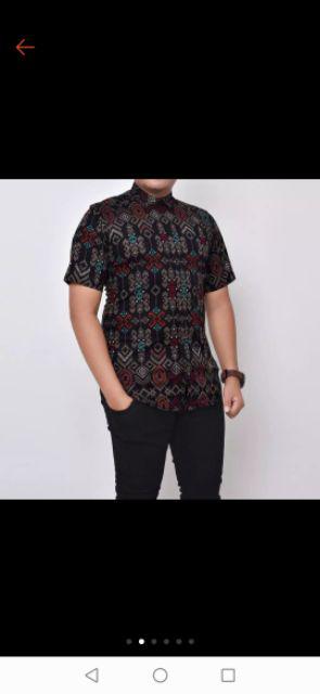 Dgm Fashion  Kemeja Batik Pria Lengan Pendek Songket /kemeja Tribal 6086