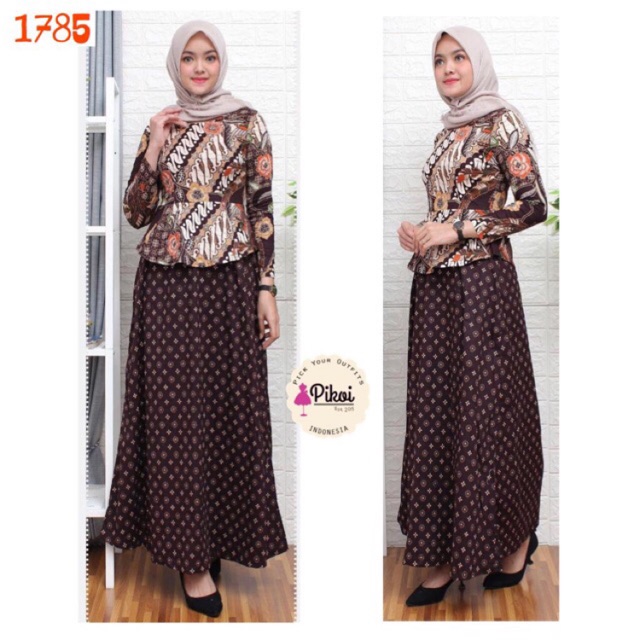 Dress batik panjang / dress batik katun murah / dress batik muslimah / dress batik hijaber murah mer