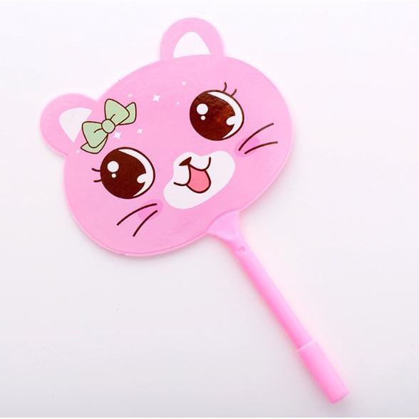 Pulpen Pena Kipas Karakter Kucing / Pena Kipas Lucu Unik Import / TS-76-Pink