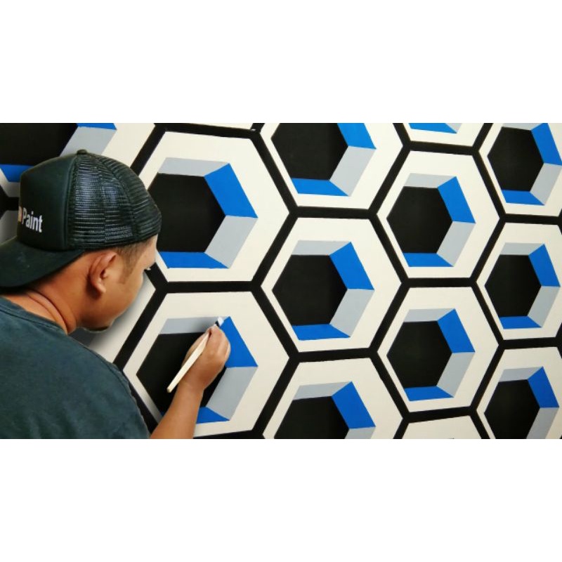 Pola Cat Dinding 3D Hexagonal / mal cetakan dinding 3D / Hiasan dinding/ pengganti wallpaper dinding 3D