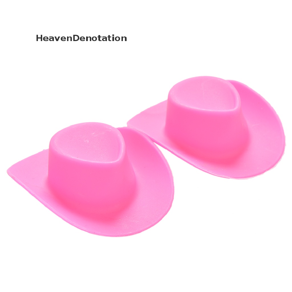 2pcs / Set Mainan Topi Koboi Warna Pink Untuk Boneka Barbie