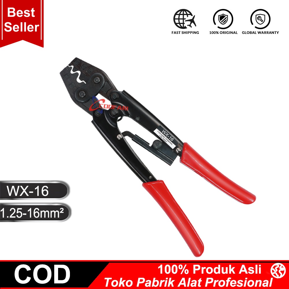 WX-16 1.25-16mm² crimper plier Ratchet Crimping Tool for Non-Insulated Terminals 17-5AWG Polished Jaw Pressure regulating device