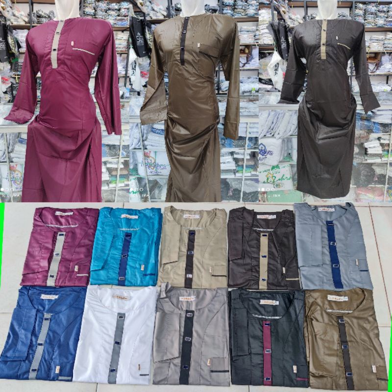 GAMIS JUBAH DIBAJ OBLONG KATUN KANCING THAILAND
