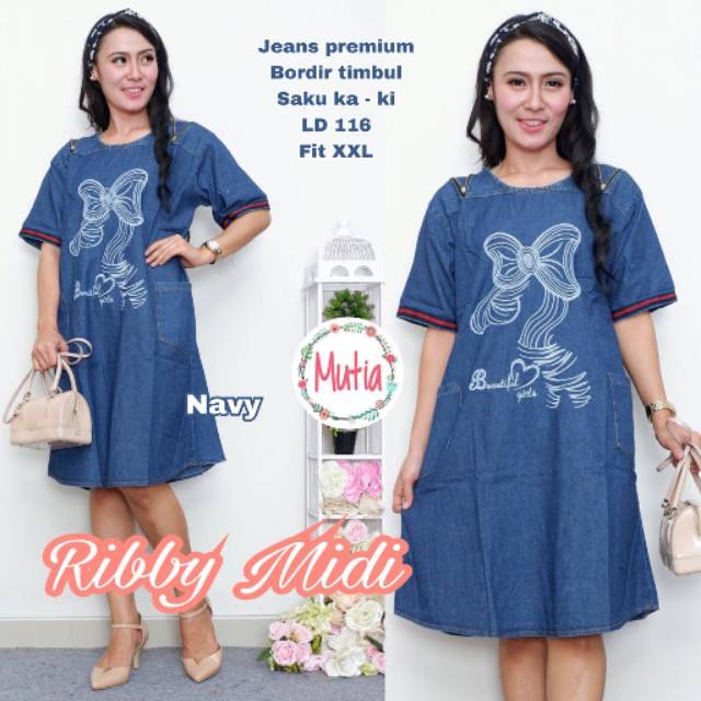 TUNIQ JUMBO JEANS LENGAN PENDEK MINI DRESS