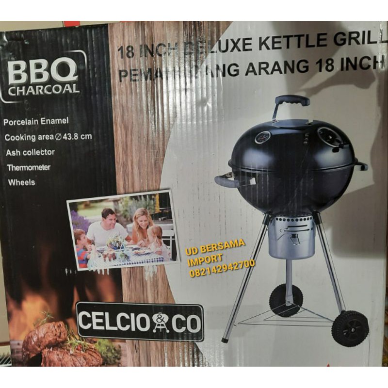 alat pemanggang serbaguna bbq grill dengan arang celcio &amp; co original