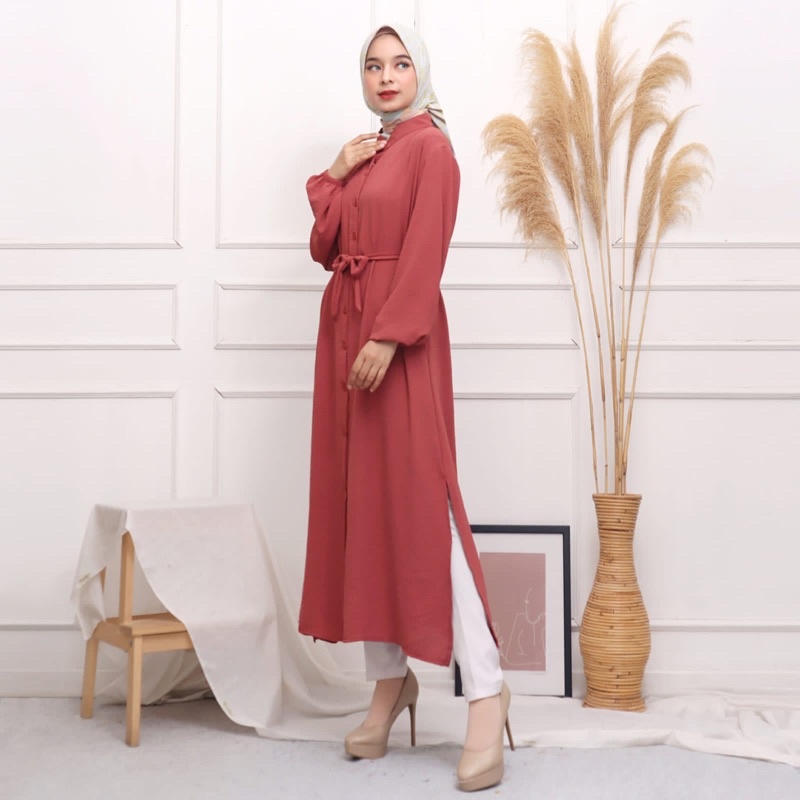 POPPY LONG TUNIK POLOS CRINKLE AIRFLOW TUNIK POLOS KANCING BUSUI BUMIL PGMTA