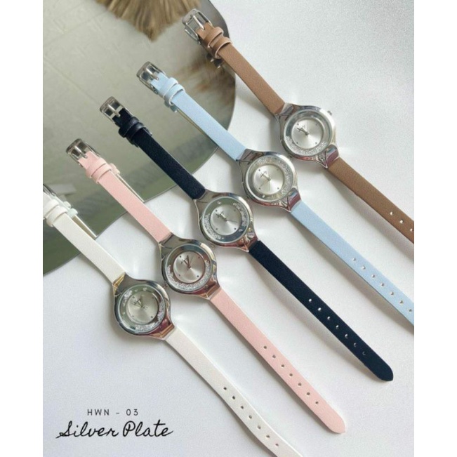 Hody Watch HWN-03 HWN03 HW-N03 Jam Tangan Wanita Garansi Original Hody Analog Plat Silver Rosegold S