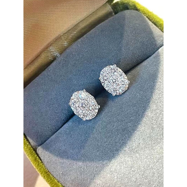 Anting Stud Bentuk Oval Bahan Cubic Zirconia Untuk Wanita