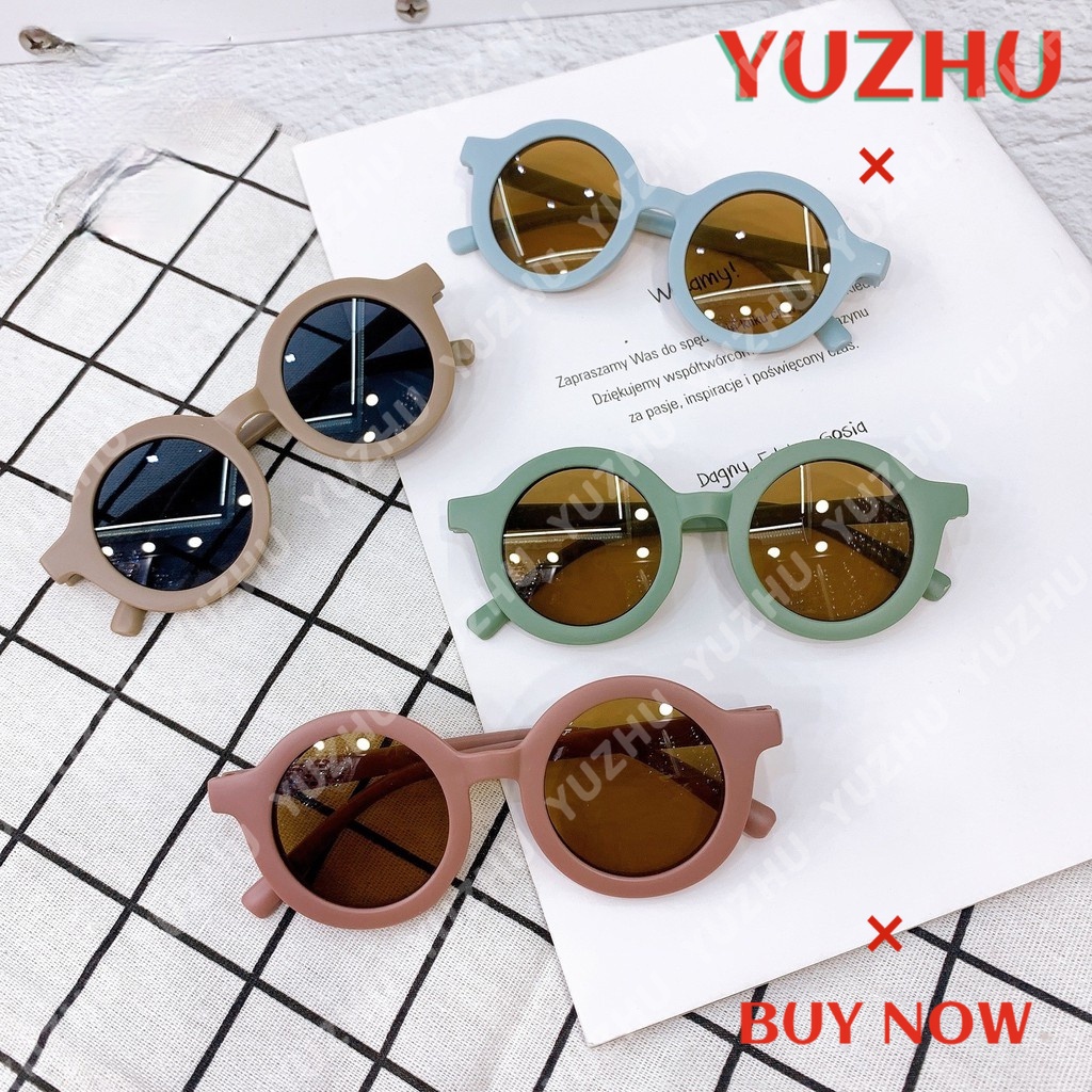 (YUZHU) COD Kacamata Hitam Anak Bulat Korea Gaya Kacamata Hitam Macaron Sunglasses