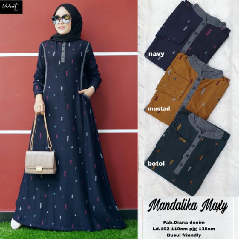 Mandalika maxy Ld 102-110cm bahan diana denim