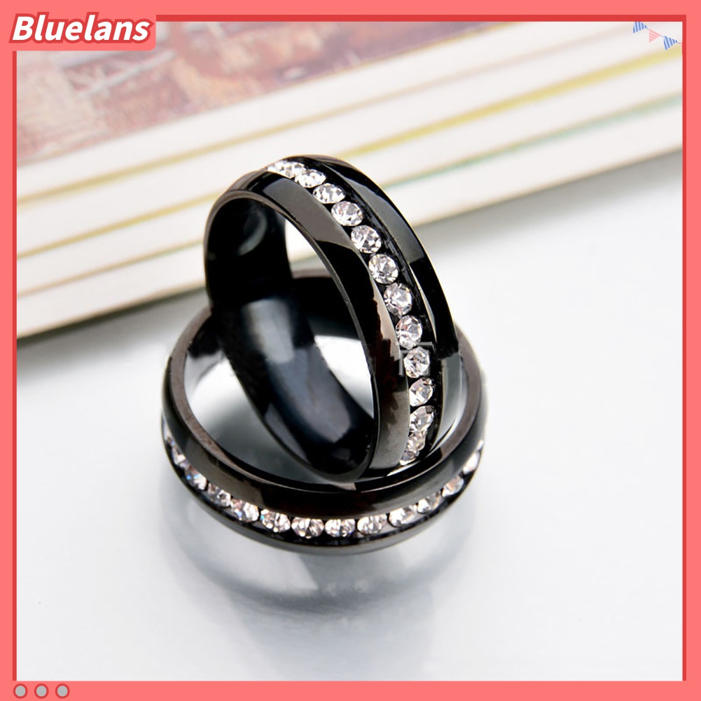 Cincin Berlian Imitasi Bahan Stainless Steel Untuk Pria Dan Wanita