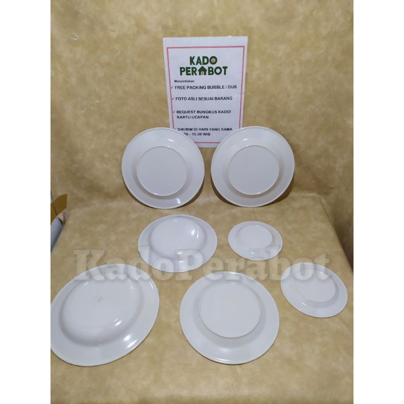 piring makan melamine putih set - piring rumah tangga set lengkap