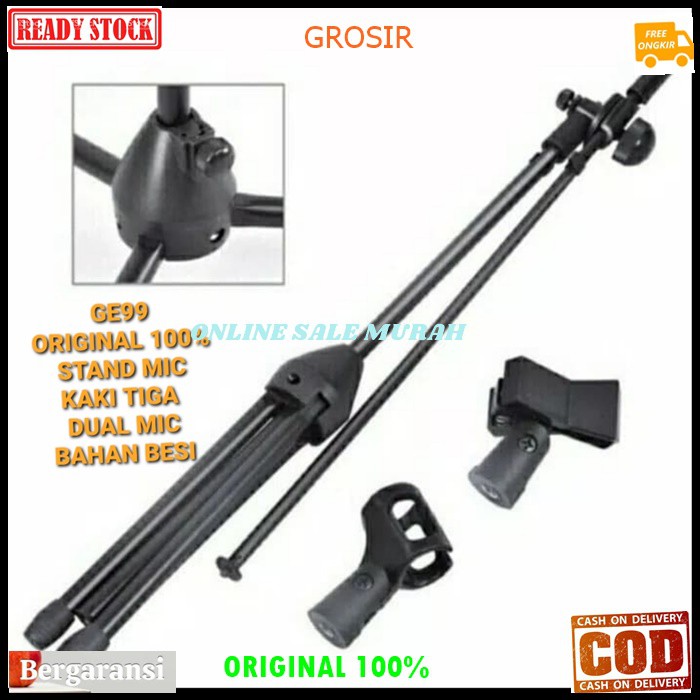 G99 Stand mic besi tiang mik kaki tiga tripod ORIGINAL 100% holder standing microphone penyangga universal mikrophone pegangan tempat gantungan karaoke vocal vokalstudio audio sound system profesional pro G99   STAND MIC KAKI TIGA BESI  BISA SEGALA JENIS