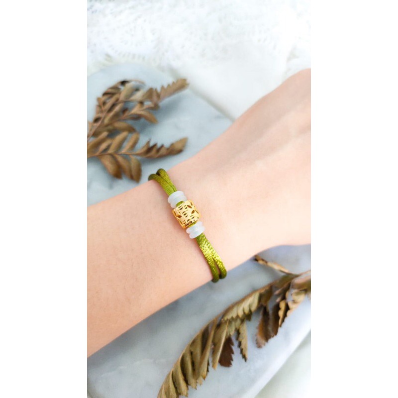 Gelang tali dan liontin emas model tabung kekinian emas asli