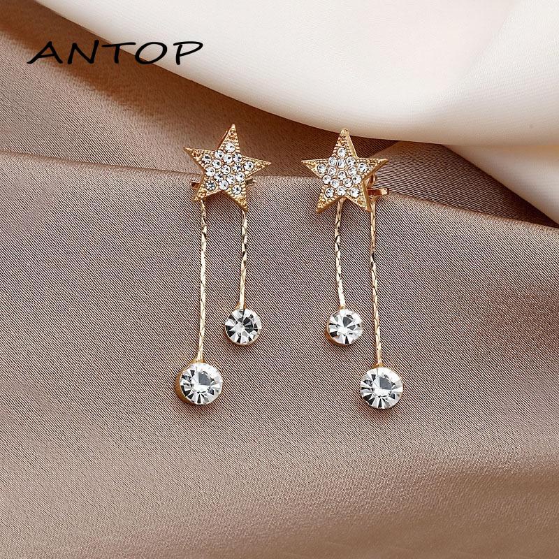 Anting Tusuk Gantung Temperament Bahan Sterling Silver 925 Desain Bintangrumbai Untuk Wanita