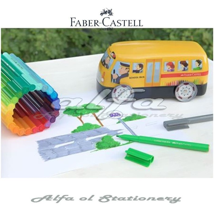 

(TERLARIS) Connector Pens Faber Castell 20 pcs School Bus Tin
