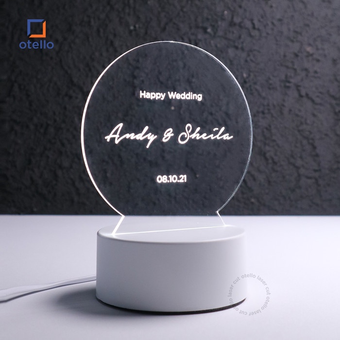 Custom Acrylic Night Lamp Hadiah Kado Pernikahan Pengantin Lampu Tidur Wedding Gift Dekorasi Meja