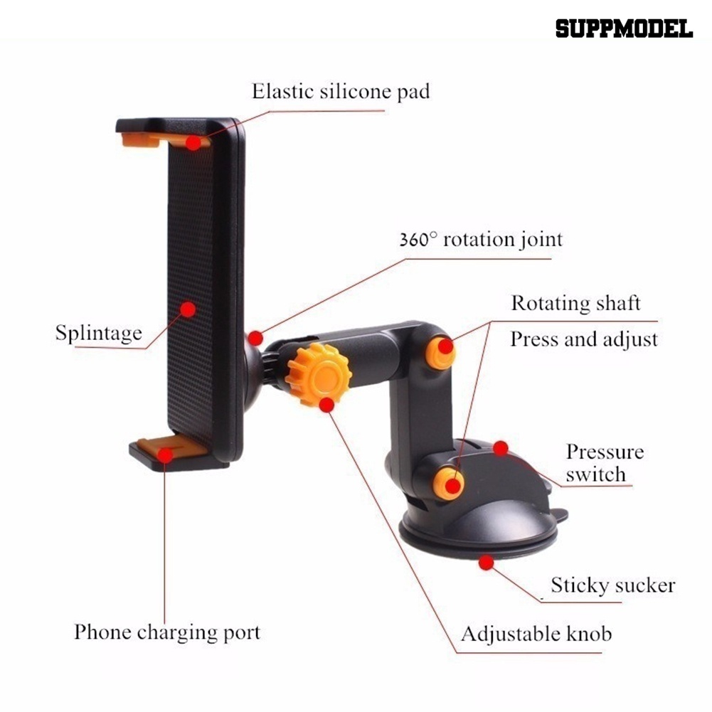 Sdl Mount Holder Hp / Gps Rotasi 360 ° Dengan Kop Kaca Untuk Dashboard Mobil