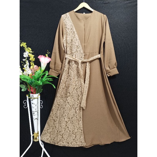 GAMIS BRUKAT ZAVINA DREES moscrepe mix brukat size S M L XL fashion muslim terbaru termurah&terlaris-6