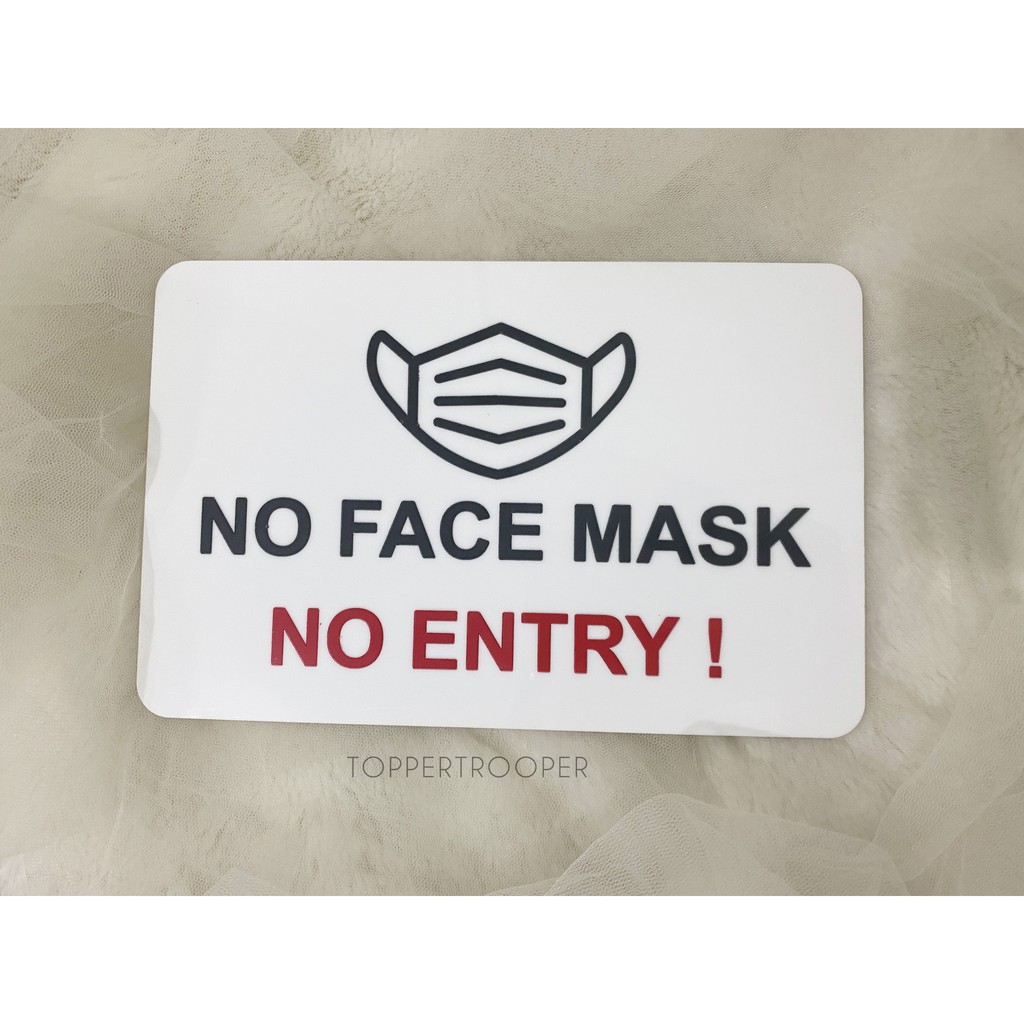 Sign Akrilik No Mask No Entry | Sign Kawasan Wajib Masker