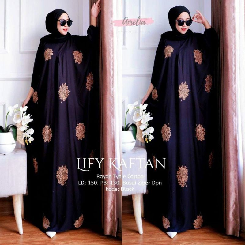 Kaftan Lify - Kaftan Wanita Jumbo Katun Rayon Batik Premium Busui Daster Gamis Batik Bigsize Fashion Muslim Kekinian LD 150 cm