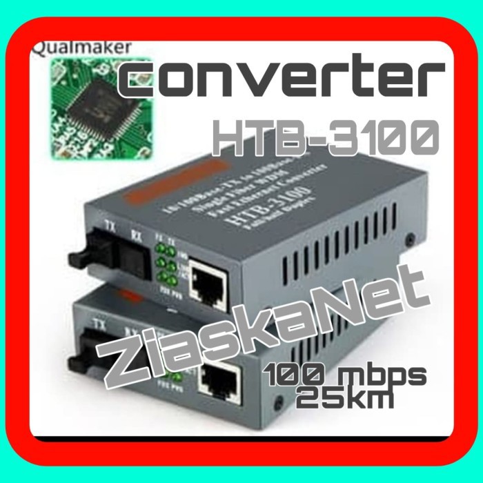 Paket Converter HTB 3100 dan Fiber Optic 3 Seling Sling 150 M 100mbps Dropcore Precon 1 core