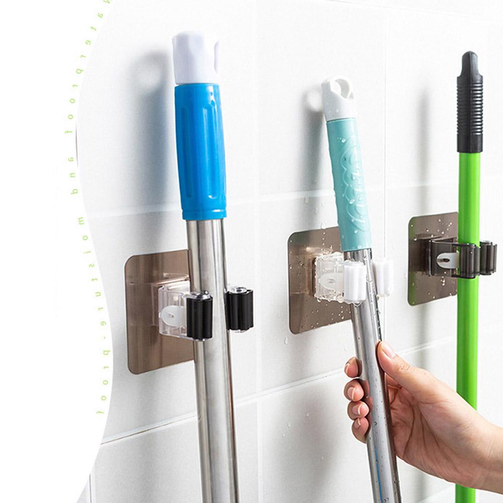 CHOOKYY Mop Holder Suction Gantung Pipa Aksesoris Organizer Kamar Mandi Perlengkapan Dapur Rak Penyimpanan Yang Dipasang Di Dinding