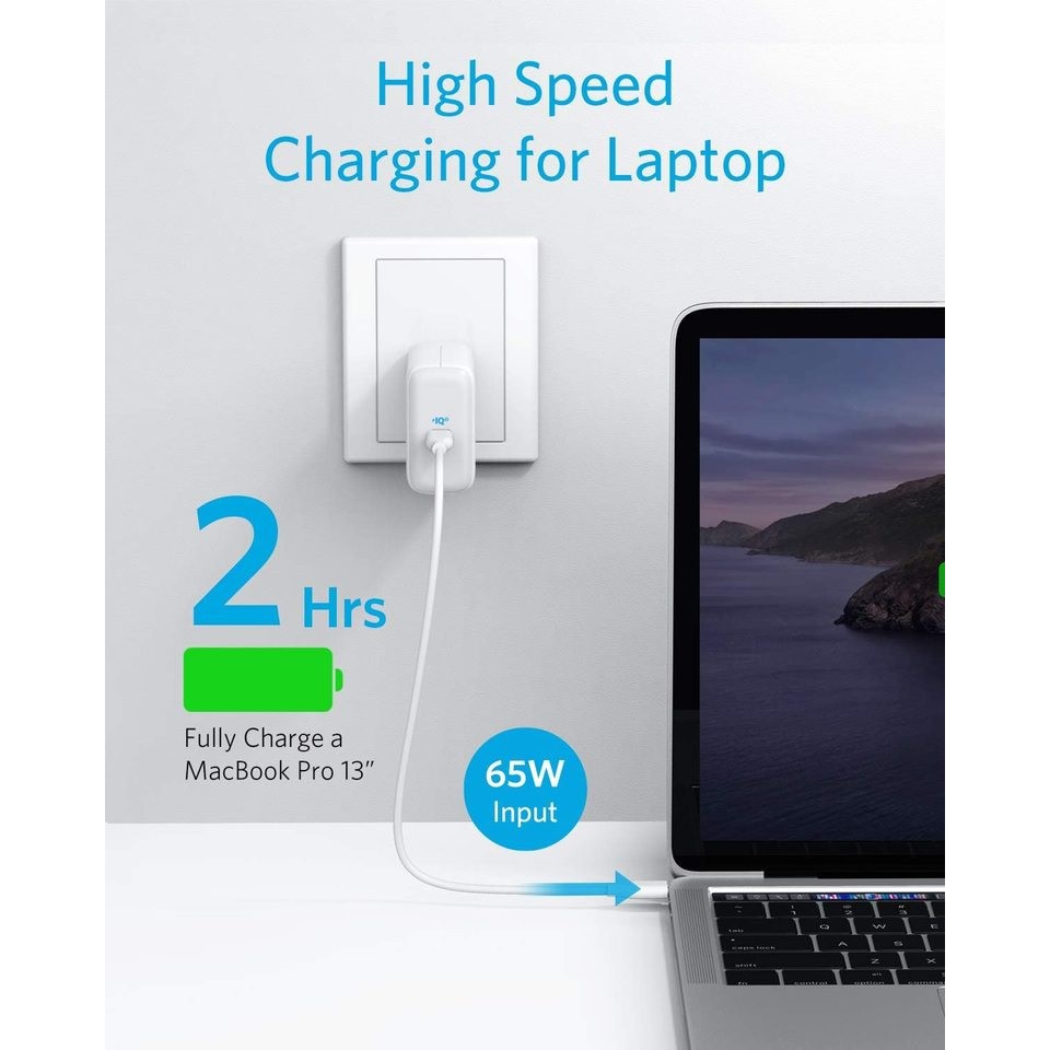 ANKER A2713 - PowerPort III 65W Max - Single USB-C Wall Charger - Charger USB-C Single Port 65W MAX