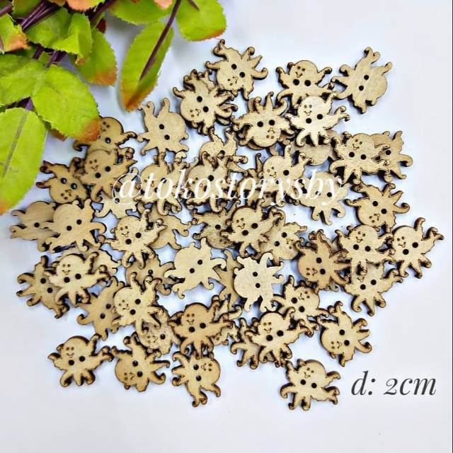 Kancing Kayu Gurita
diameter 2
Kancing lubang 2