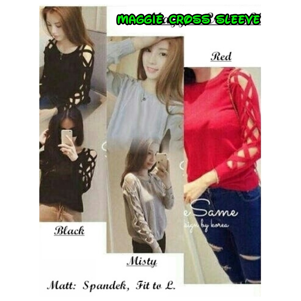 MAGGIE CROSS SLEEVE BAHAN SPANDEX FIT L TERMURAH