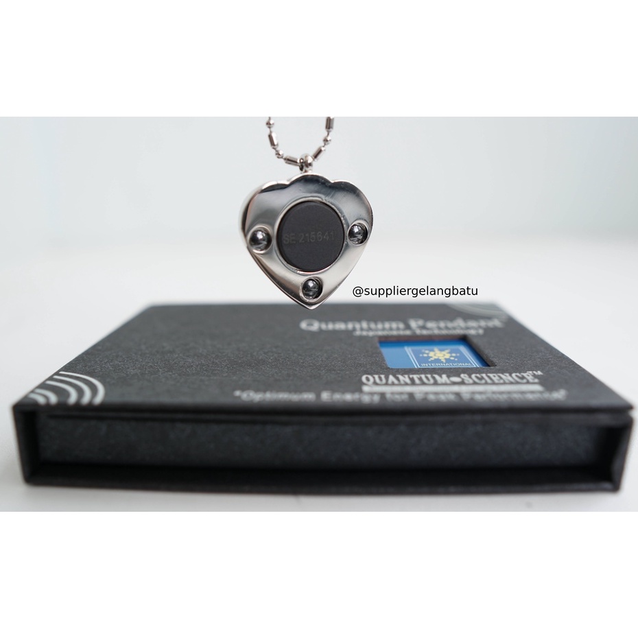 Kalung quantum pendant LOVE permata giok BIRU japanese technology