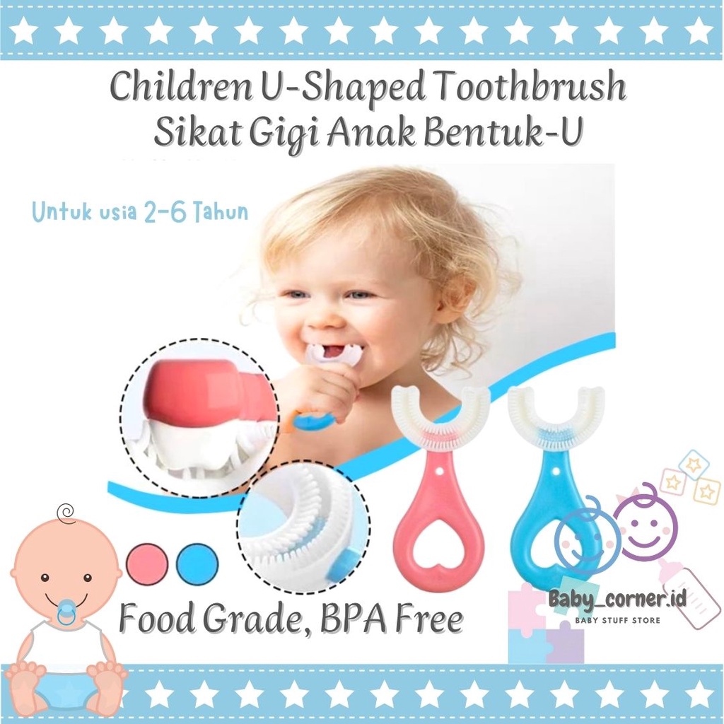 Sikat Gigi Anak Bentuk U Bahan Silikon utk Usia 2-6 Tahun| Training Toothbrush