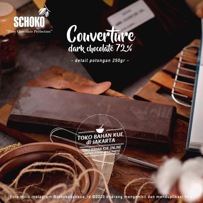 

Schoko Chocolate Couverture Dark 72% 250gr Coklat Baking Batang Choco BERKUALITAS