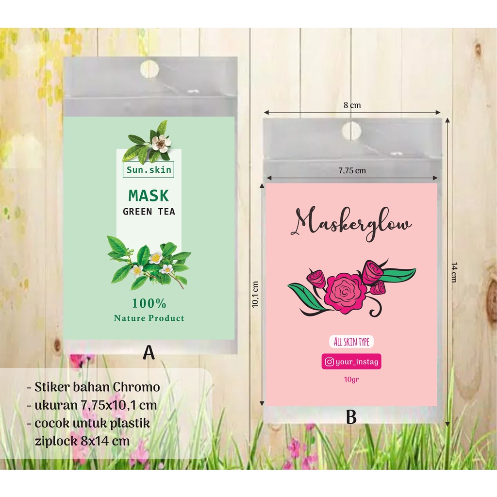 

Stiker Label kemasan untuk plastik klip 8x14 ziplock zipper / ziplock